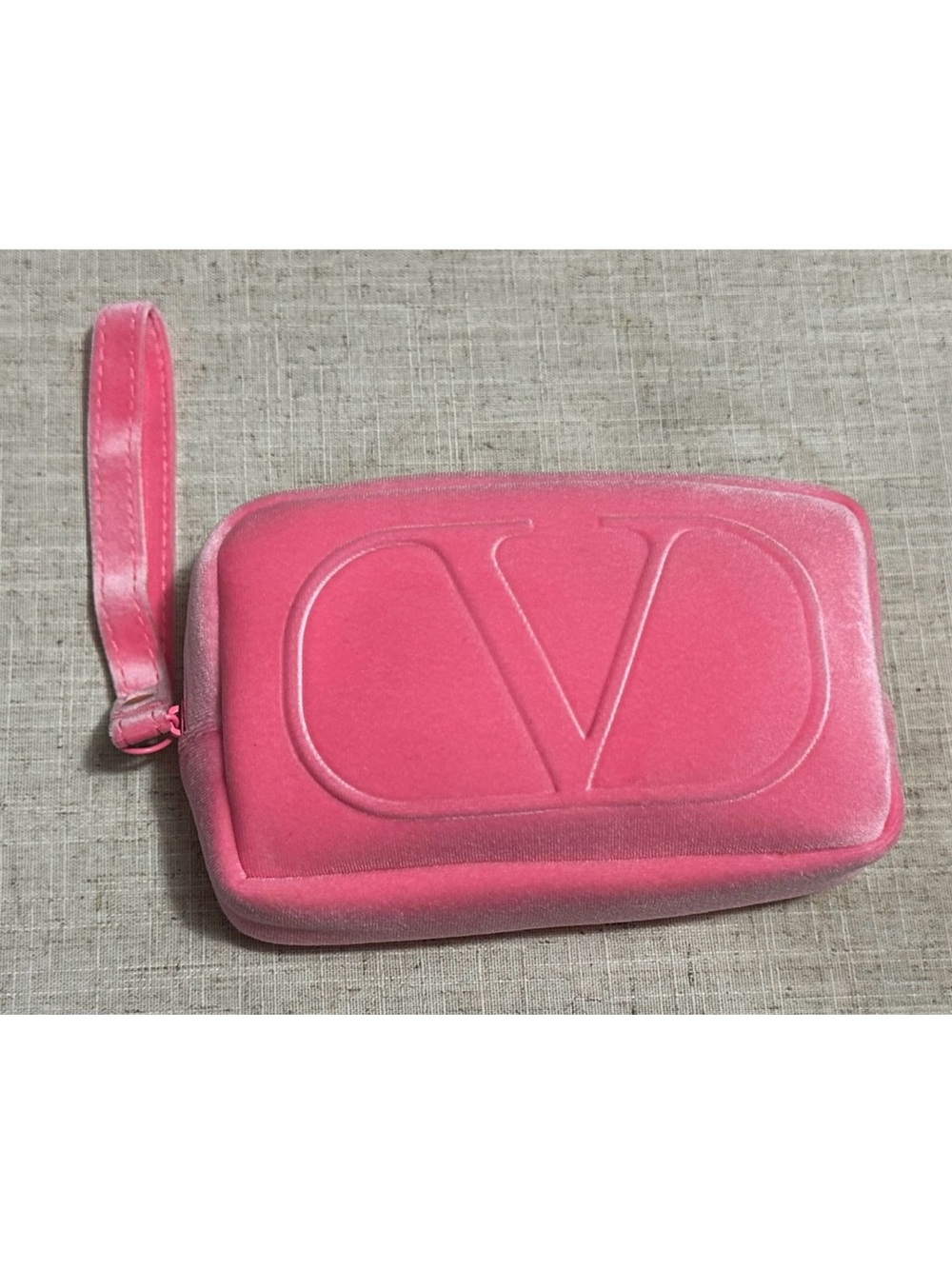 Valentino Beauty GWP Hot Pink Embossed V Wristlet Pouch